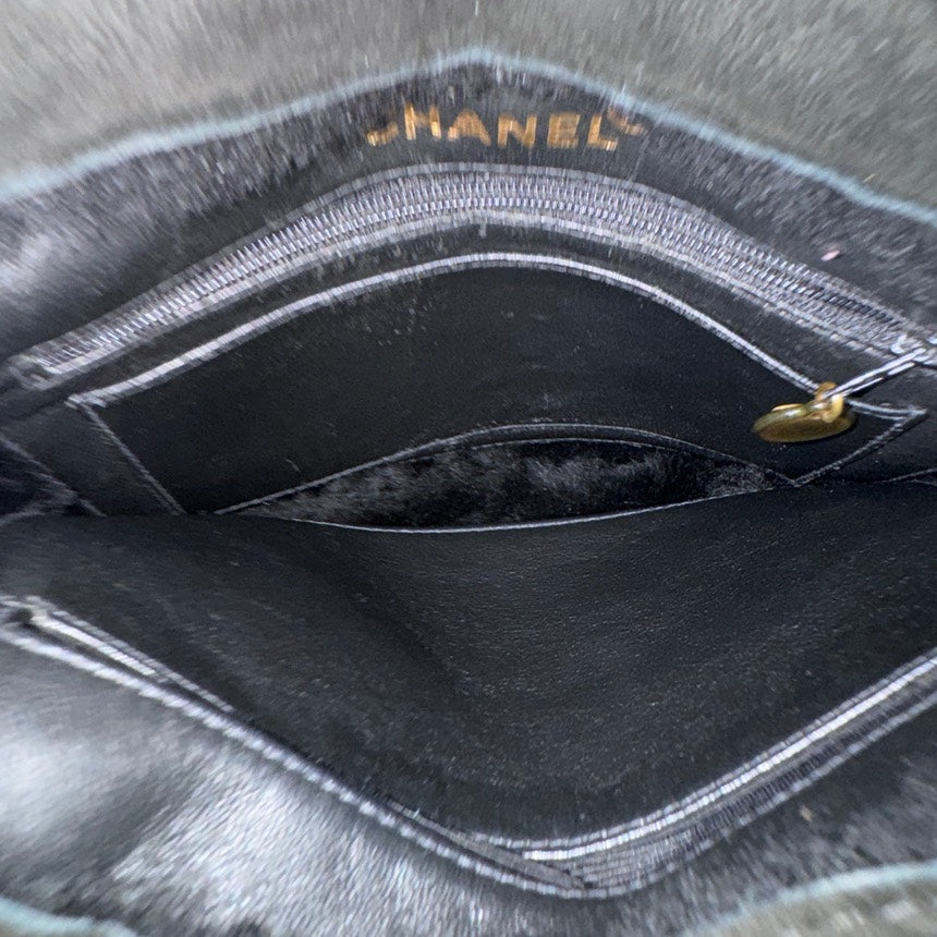 Chanel Black Plush Handbag Medium