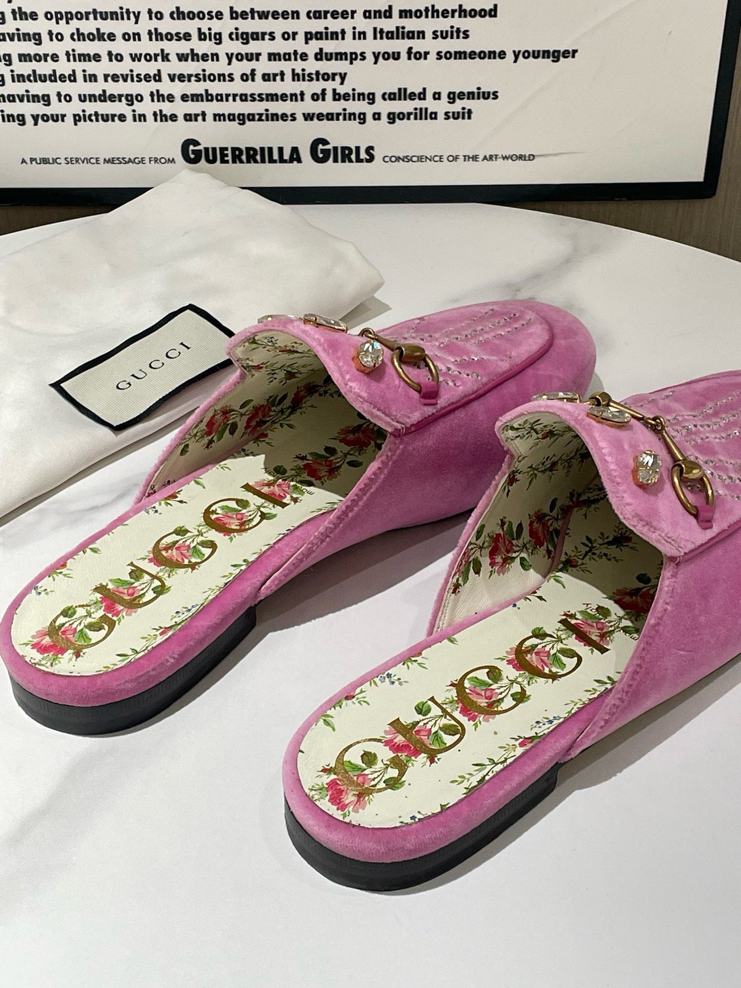 Gucci Horsebit Pink Velvet Slippers Size 38