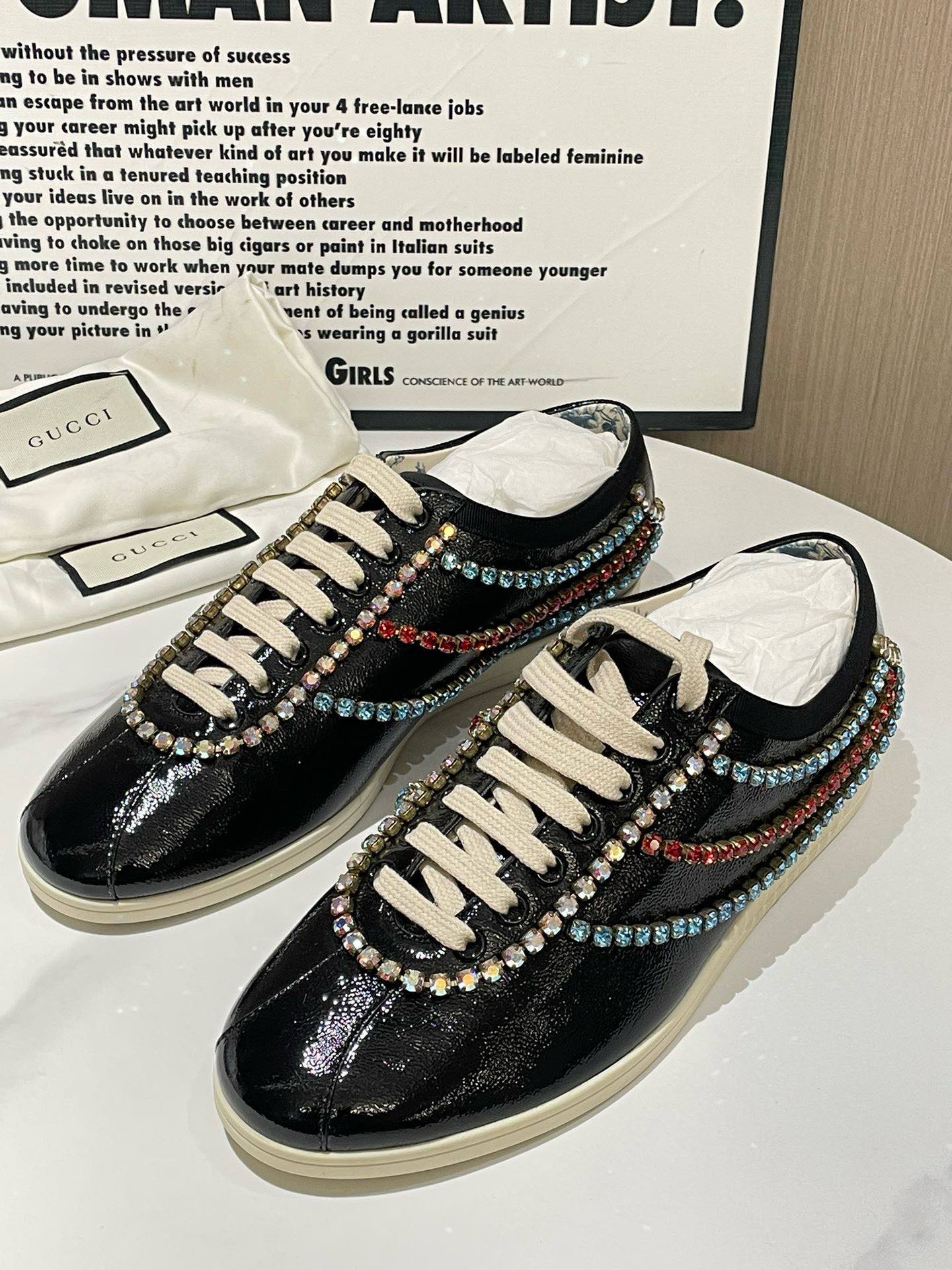 Gucci Black Rhinestone Sneakers Size 38
