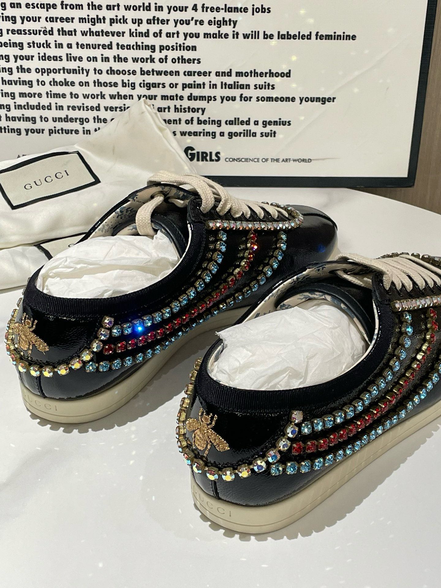 Gucci Black Rhinestone Sneakers Size 38