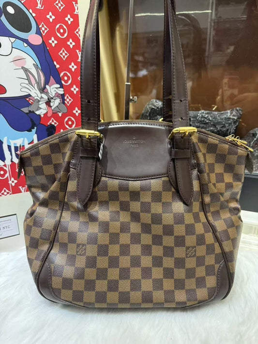 Louis Vuitton Damier Ebene Canvas Shoulder Bag Brown Medium