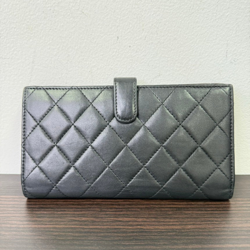 Chanel Lambskin Quilted Black Long Wallet