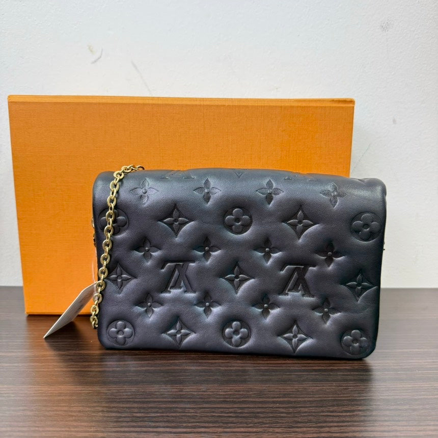 Louis Vuitton Coussin Black Leather Wallet On Chain