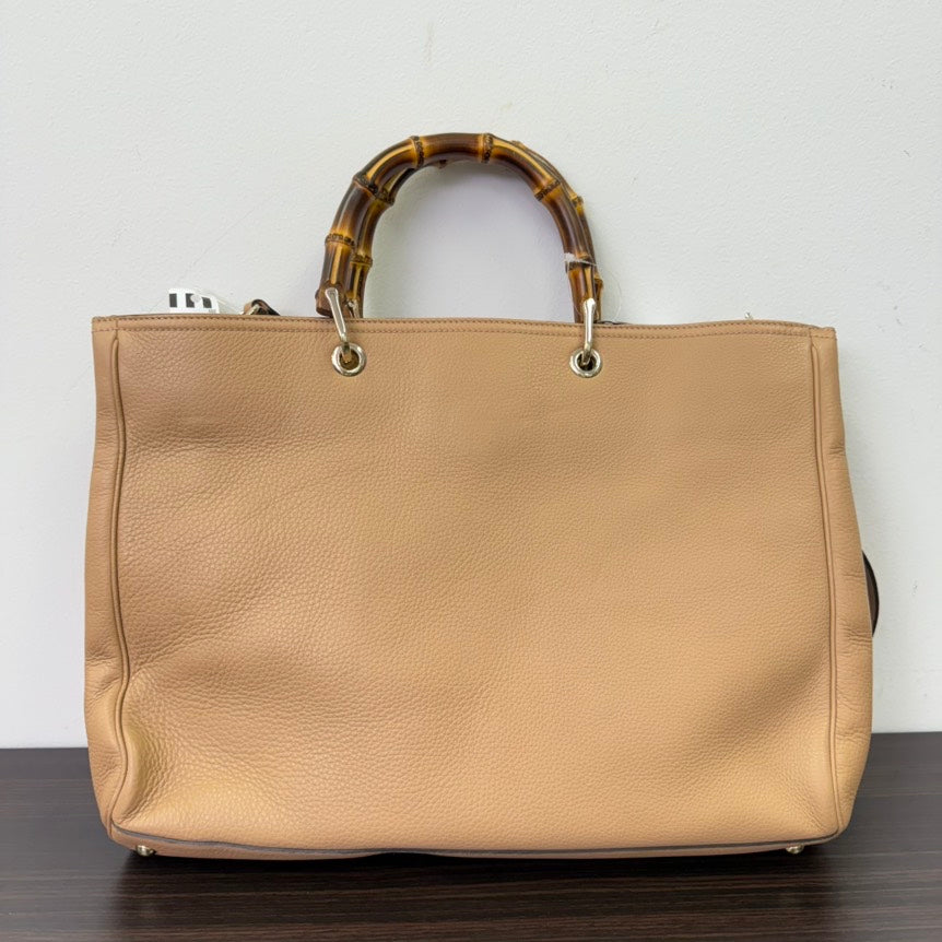Gucci Bamboo Beige Leather 2way Tote Bag
