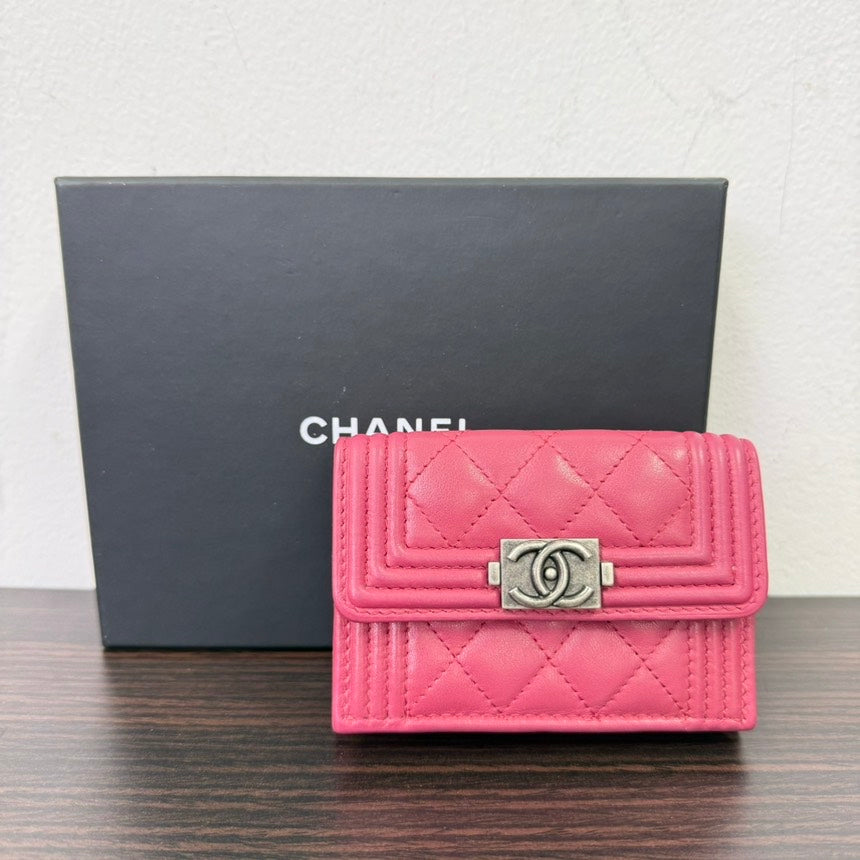 Chanel LeBoy Pink Lambskin Compact Wallet