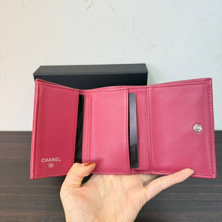 Chanel LeBoy Pink Lambskin Compact Wallet