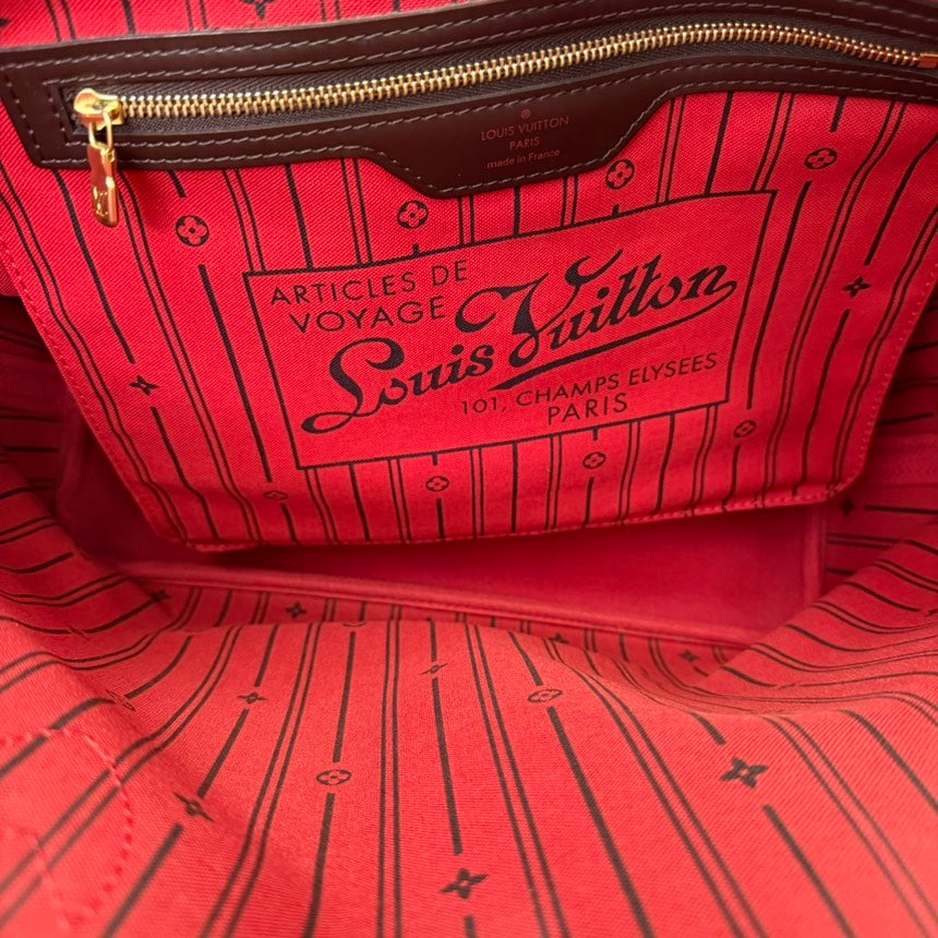 Louis Vuitton Neverfull MM Damier Ebene Tote Brown