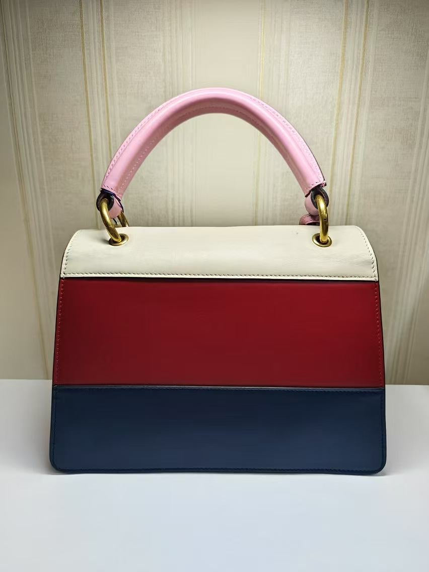 Gucci Sylvie Tri-Color Leather Top Handle Bag Medium