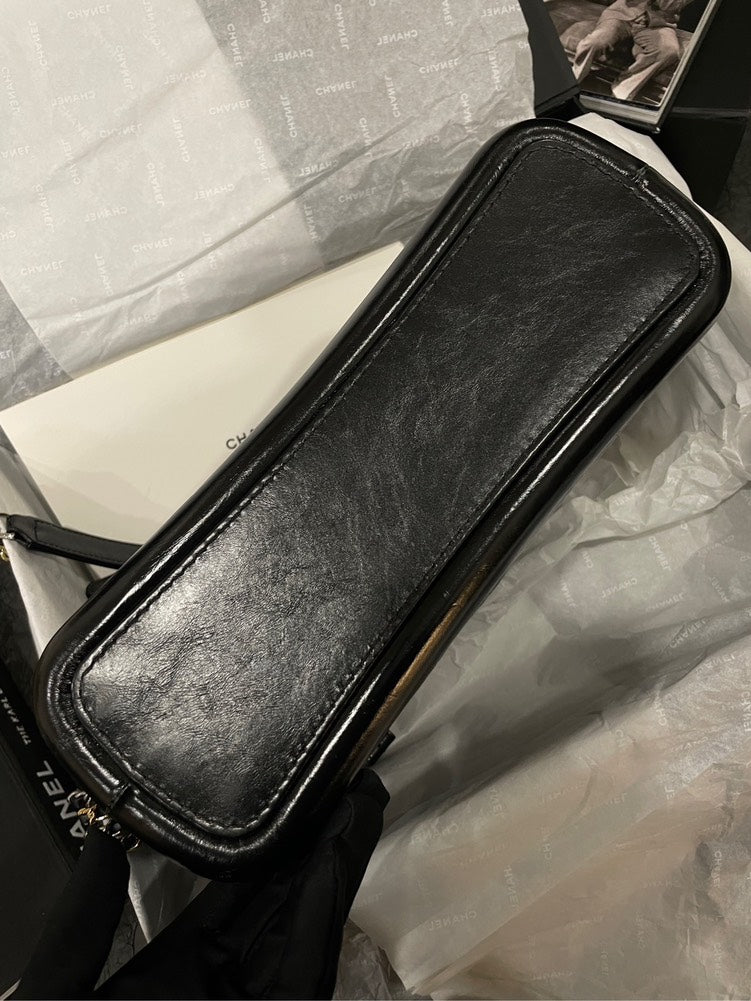 Chanel Gabrielle Medium Black Calfskin Bag With Card