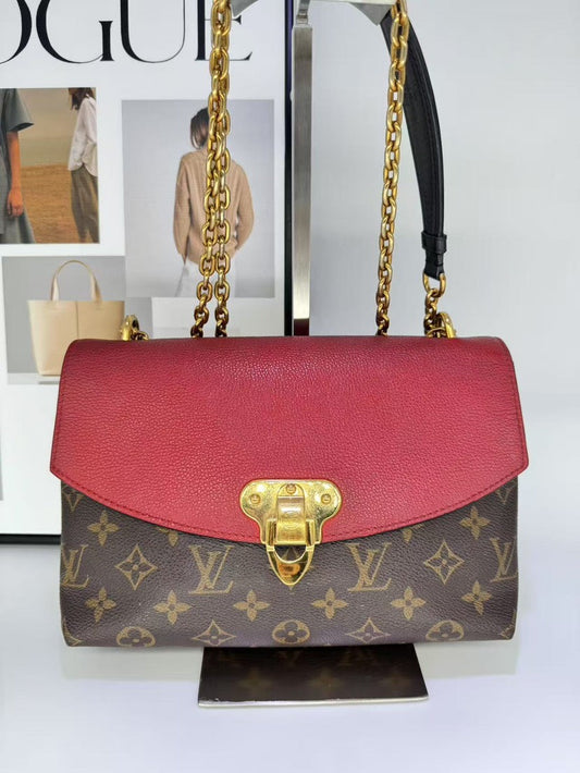 Louis Vuitton Red Monogram Canvas Leather Flap Shoulder Bag Medium