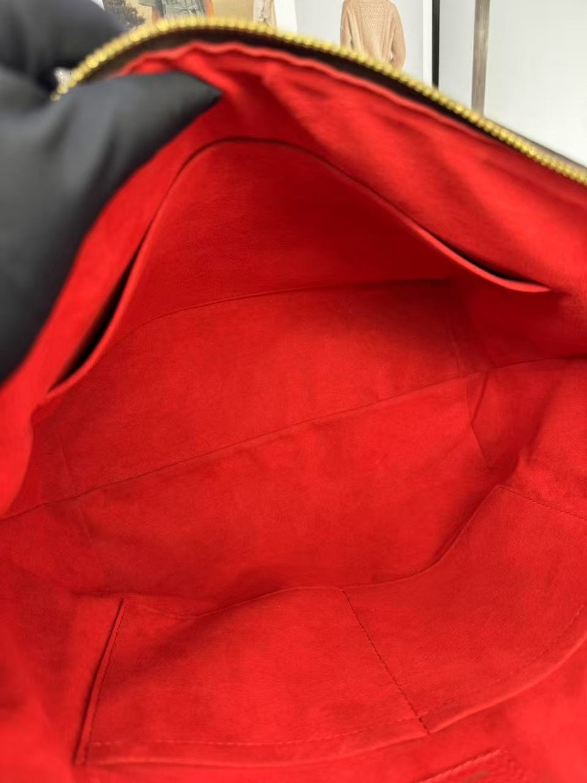 Louis Vuitton Monogram Canvas Red Leather Tote Bag Medium