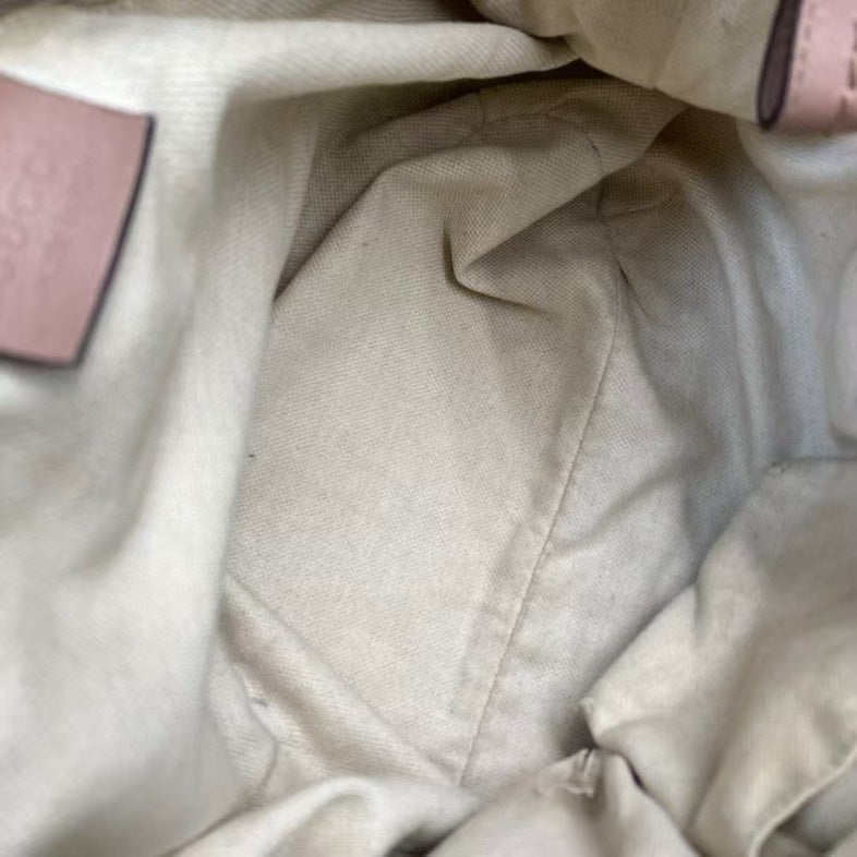 Gucci Beige Leather Monogram Two Way Bag Medium Size