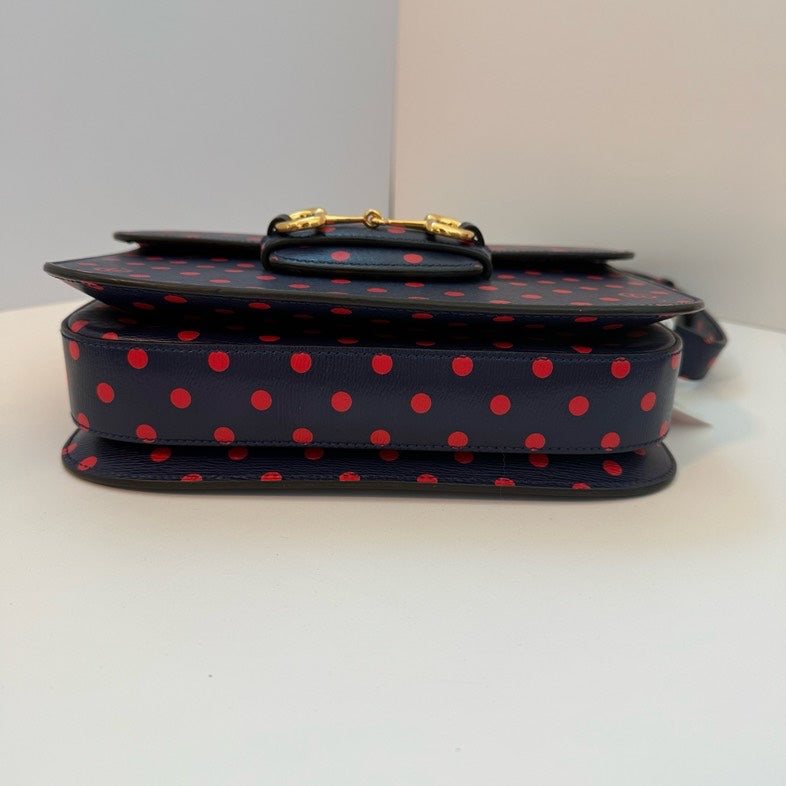 Gucci 1955 Navy Blue Red Dot Handbag