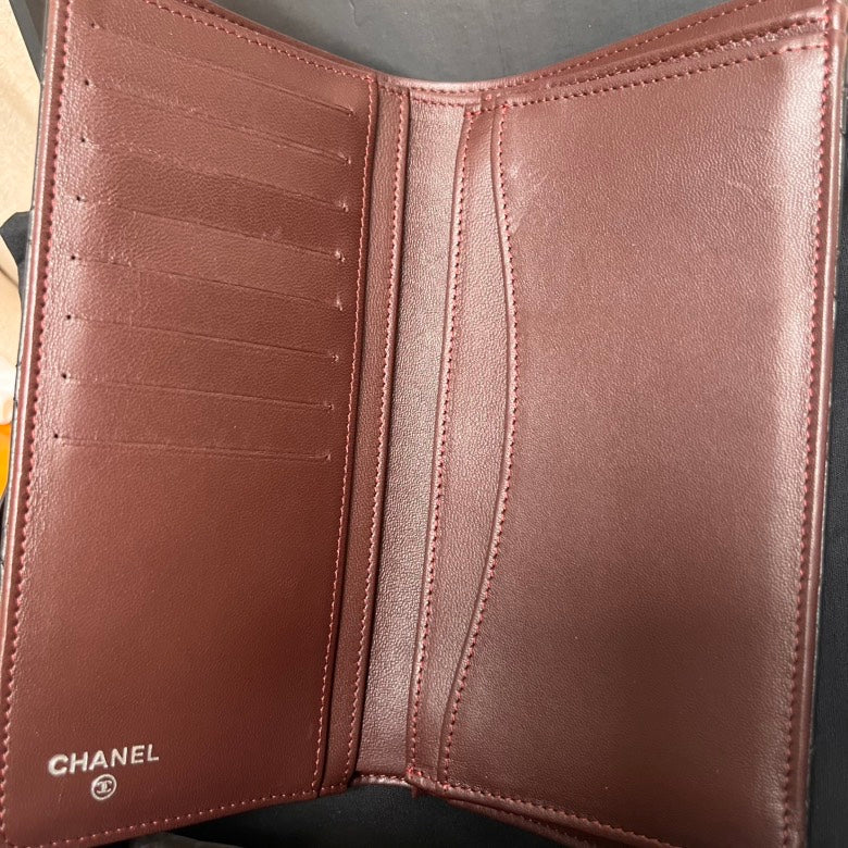 Chanel Black Leather Quilted Wallet Large