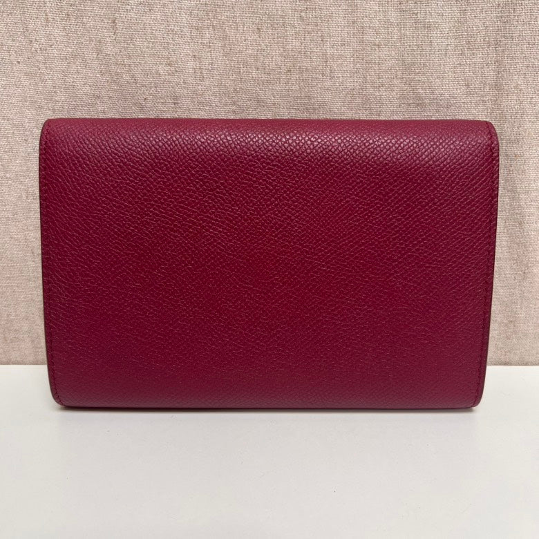 Celine Burgundy Leather Flap Wallet Medium