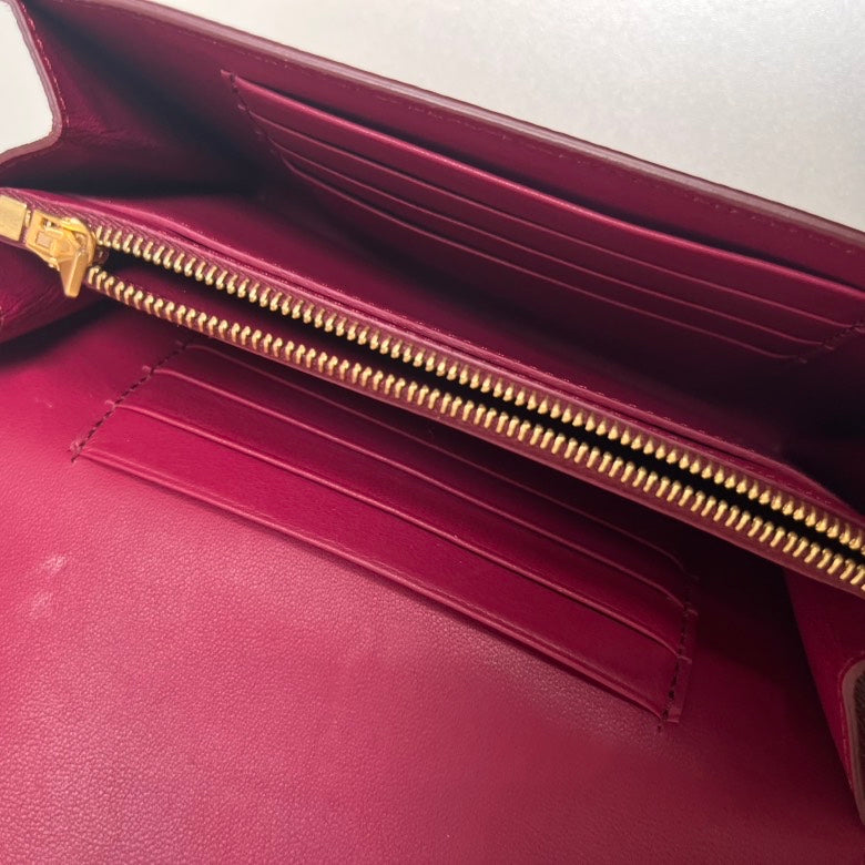 Celine Burgundy Leather Flap Wallet Medium