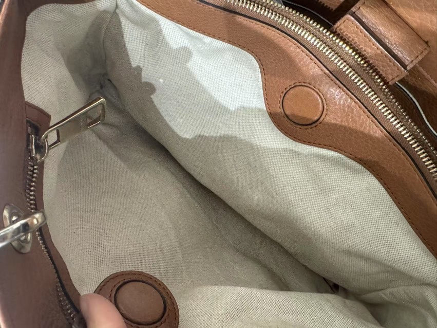 Gucci Bamboo Handle Brown Leather Tote Bag Medium