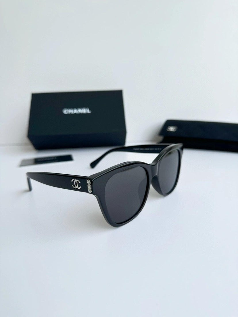 Chanel Black Acetate Square Sunglasses 54mm