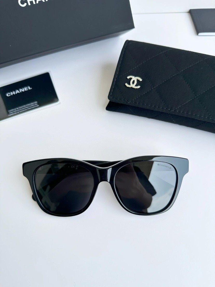 Chanel Black Acetate Square Sunglasses 54mm