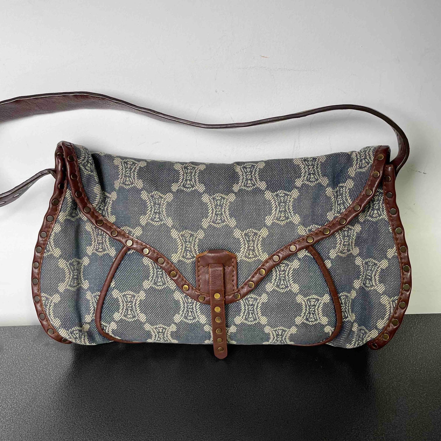 Celine Macadam Gray Brown Hobo Bag
