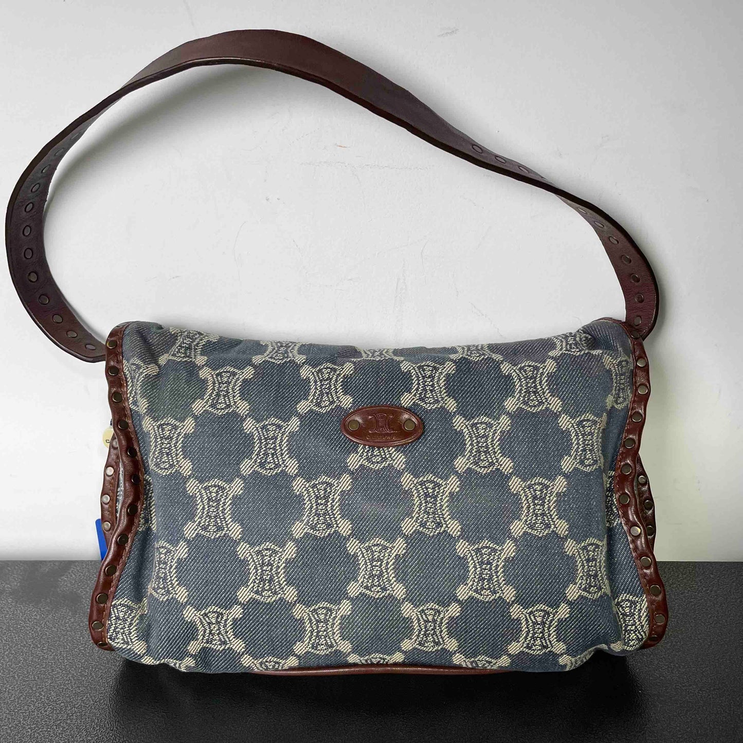 Celine Macadam Gray Brown Hobo Bag