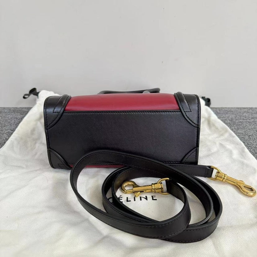 Celine Luggage Nano Bag Red Black Tote