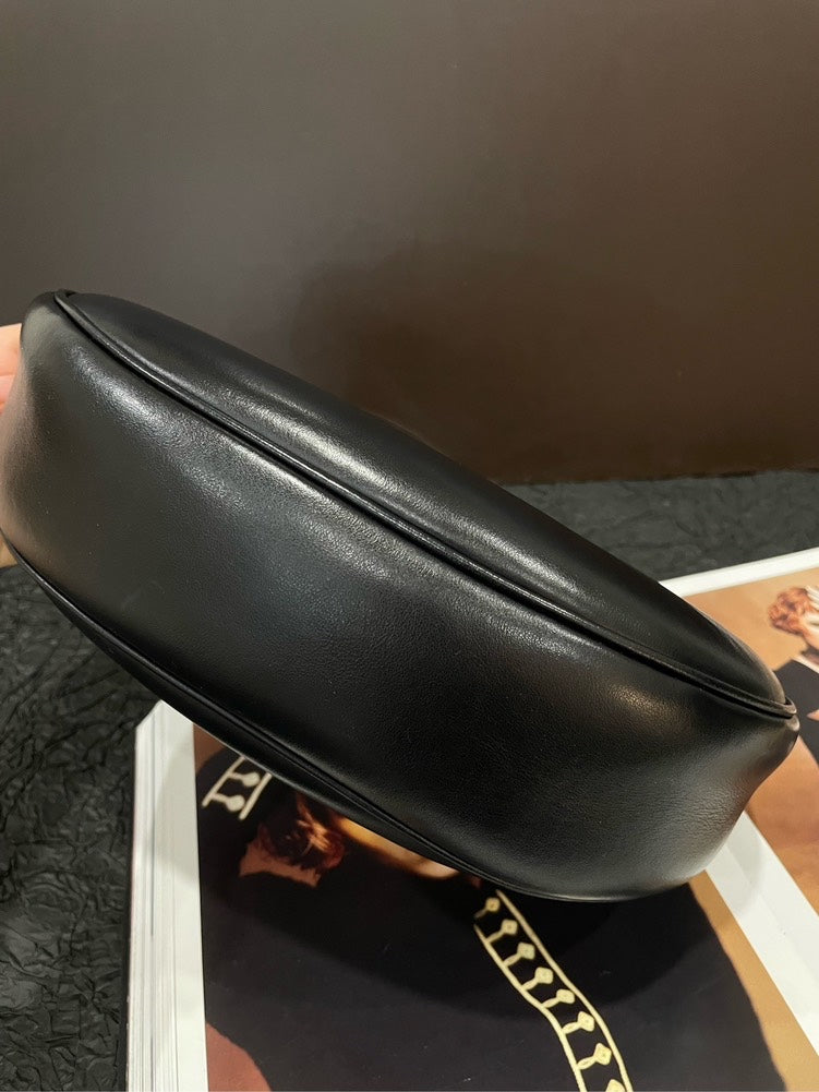 Celine Triomphe Ave Black Leather Hobo Shoulder Bag Medium