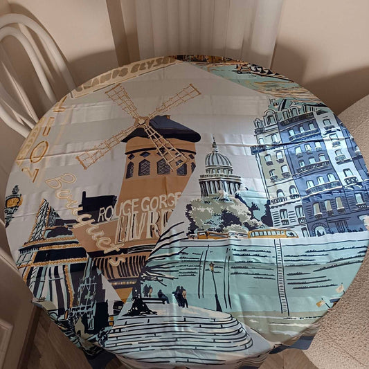 Celine Vintage City Building Print Scarf Multicolor 140x140