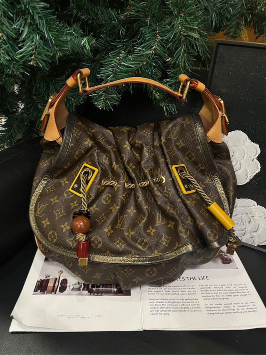 Louis Vuitton Kalahari Beaded Knot Shoulder Bag Brown Monogram Medium