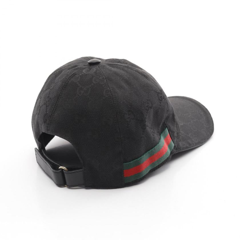 Gucci GG Canvas Web Line Cap Black Green Red Cotton 948547