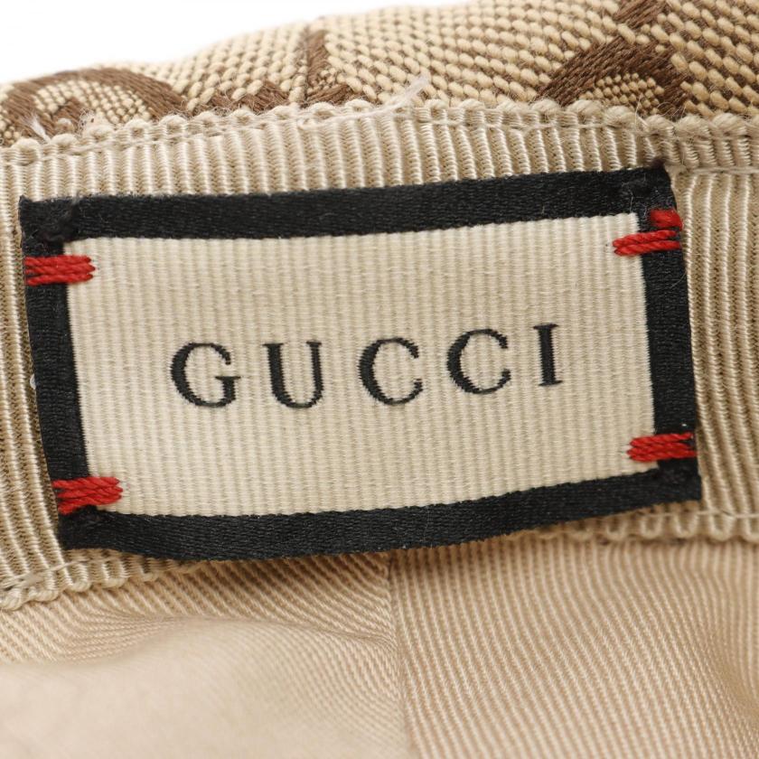 Gucci GG Marmont Beige Brown Canvas Leather Fedora Hat