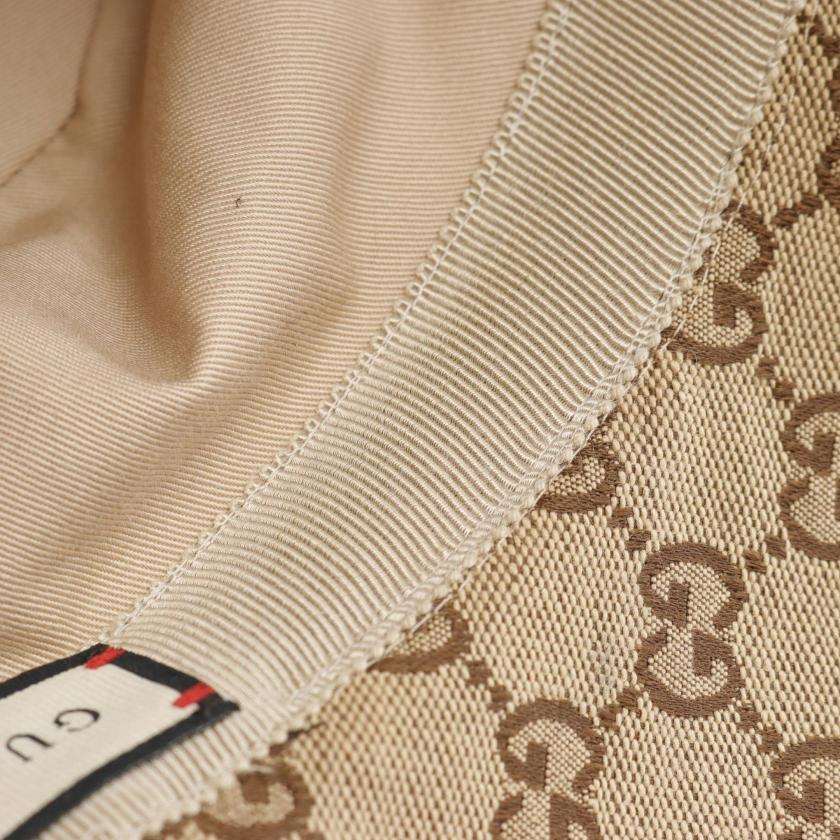 Gucci GG Marmont Beige Brown Canvas Leather Fedora Hat
