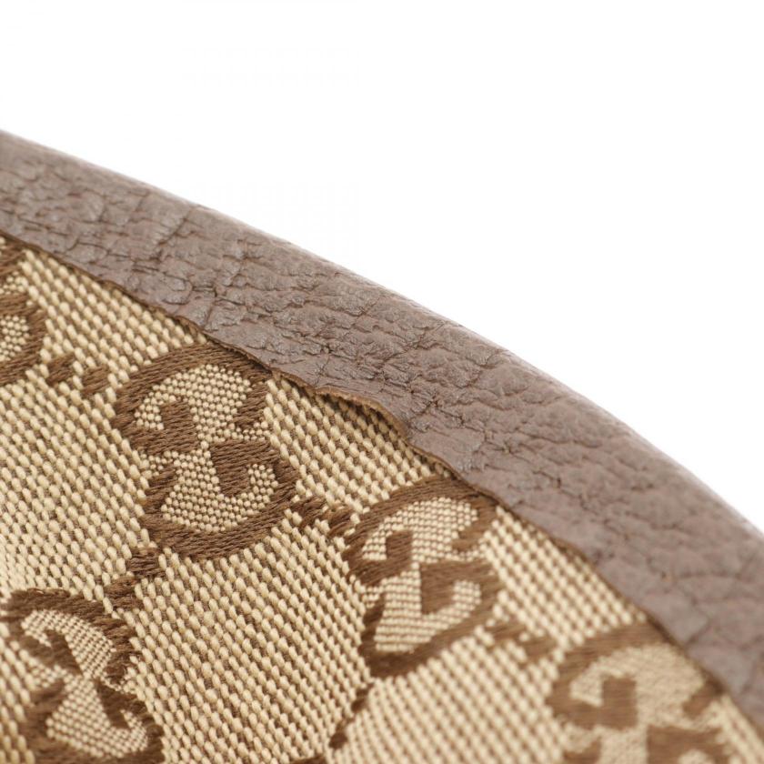 Gucci GG Marmont Beige Brown Canvas Leather Fedora Hat