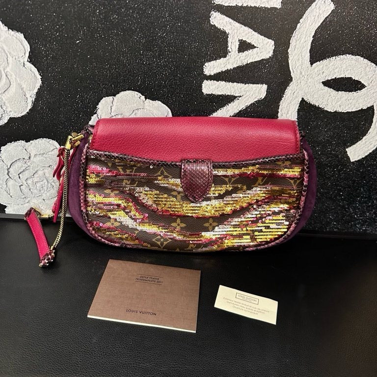 Louis Vuitton Show Sequin Pink Leather Dinner Bag