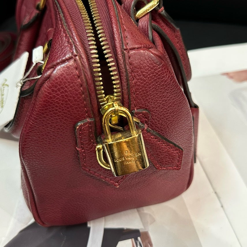 Louis Vuitton Speedy20 Burgundy Leather Monogram Satchel 20.5x13.5x12
