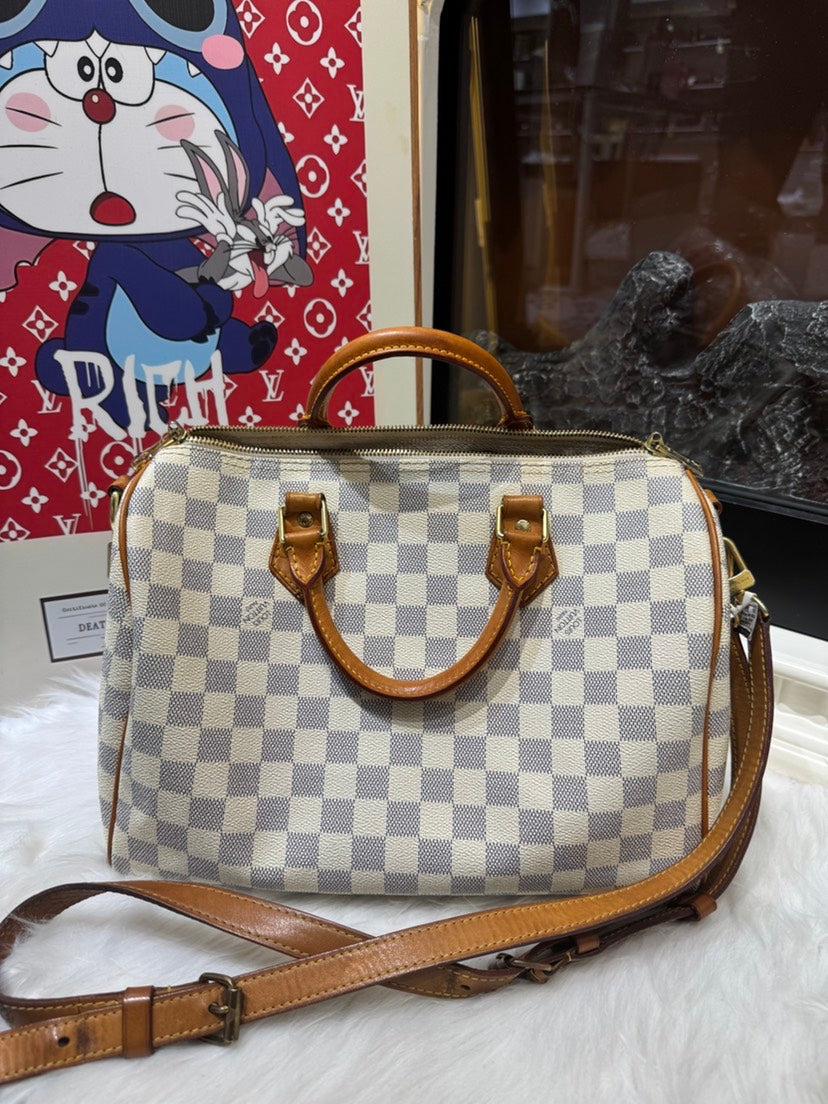 Louis Vuitton Speedy 30 Bandouliere Damier Azur Handbag