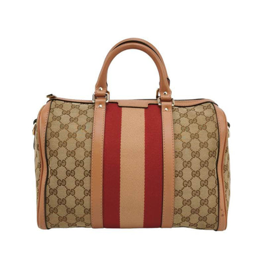 Gucci Ophidia Beige Red Canvas Leather Handbag 32x21x17cm