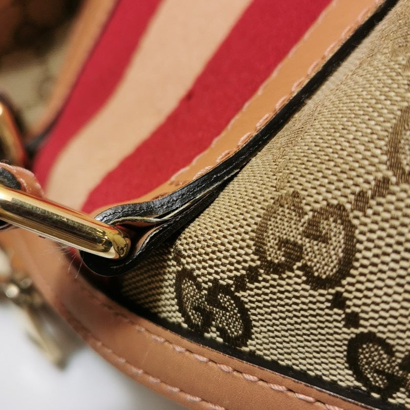 Gucci Ophidia Beige Red Canvas Leather Handbag 32x21x17cm