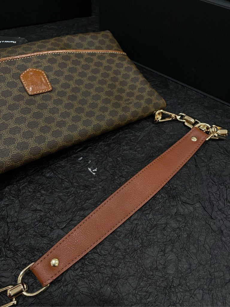 Celine Monogram Handle Bag Brown with Extra Straps
