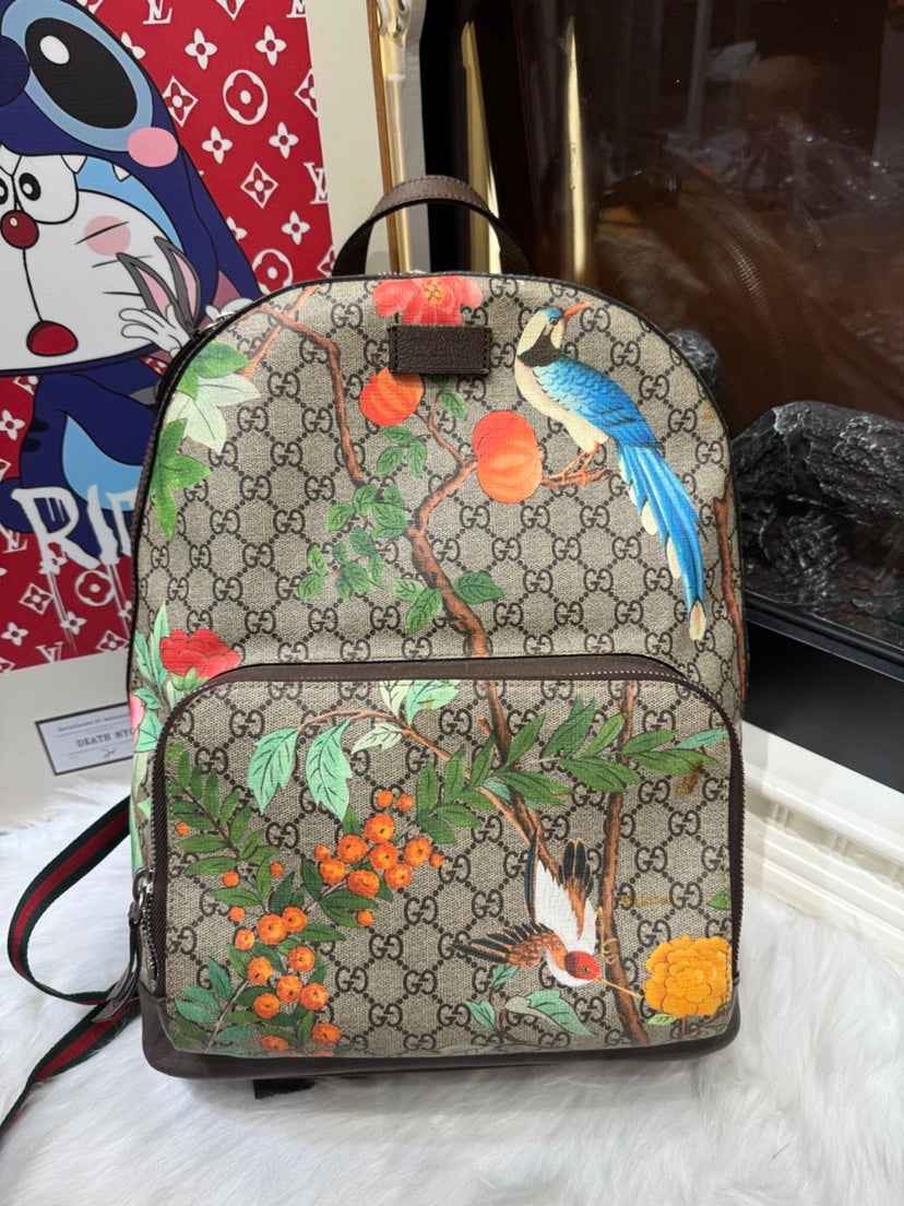 Gucci Tian Beige Canvas Backpack