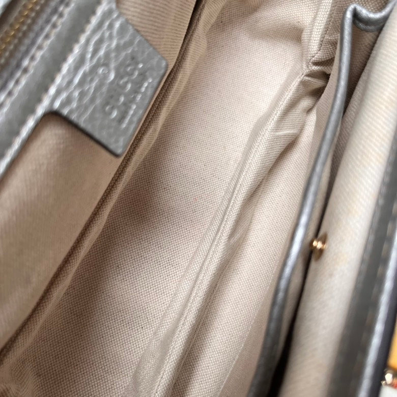 Gucci Bamboo Snake Skin Silver Bag