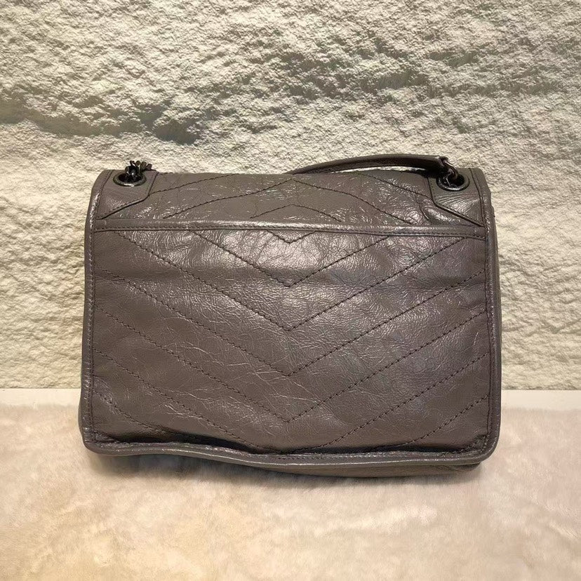 YSL Saint Laurent Niki Leather Bag Grey