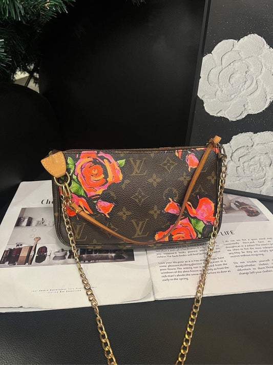 Louis Vuitton Rose Series Mahjong Shoulder Bag Brown