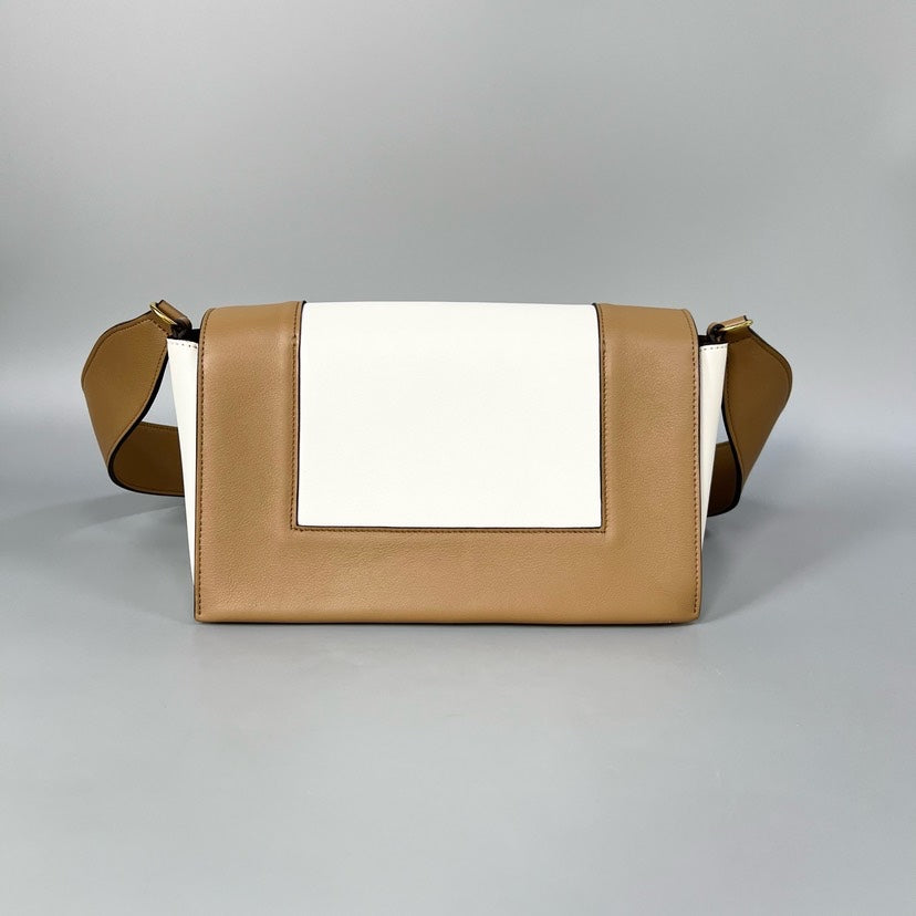 Celine Frame Bag Tan White Shoulder Bag