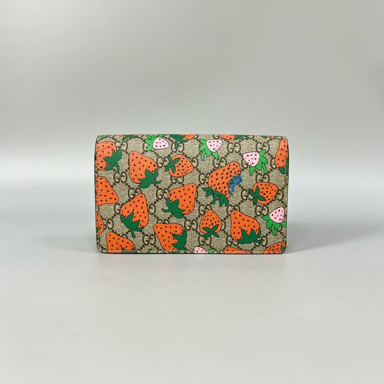 Gucci Strawberry Wallet on Chain Green Orange