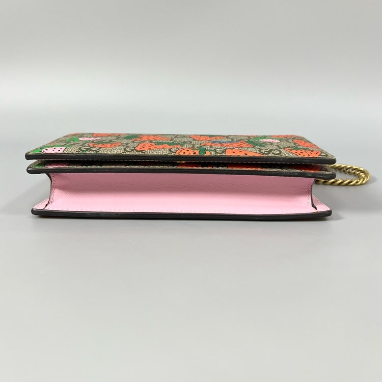 Gucci Strawberry Wallet on Chain Green Orange