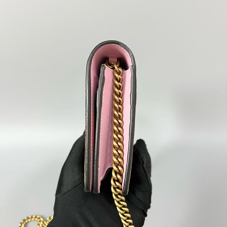 Gucci Strawberry Wallet on Chain Green Orange