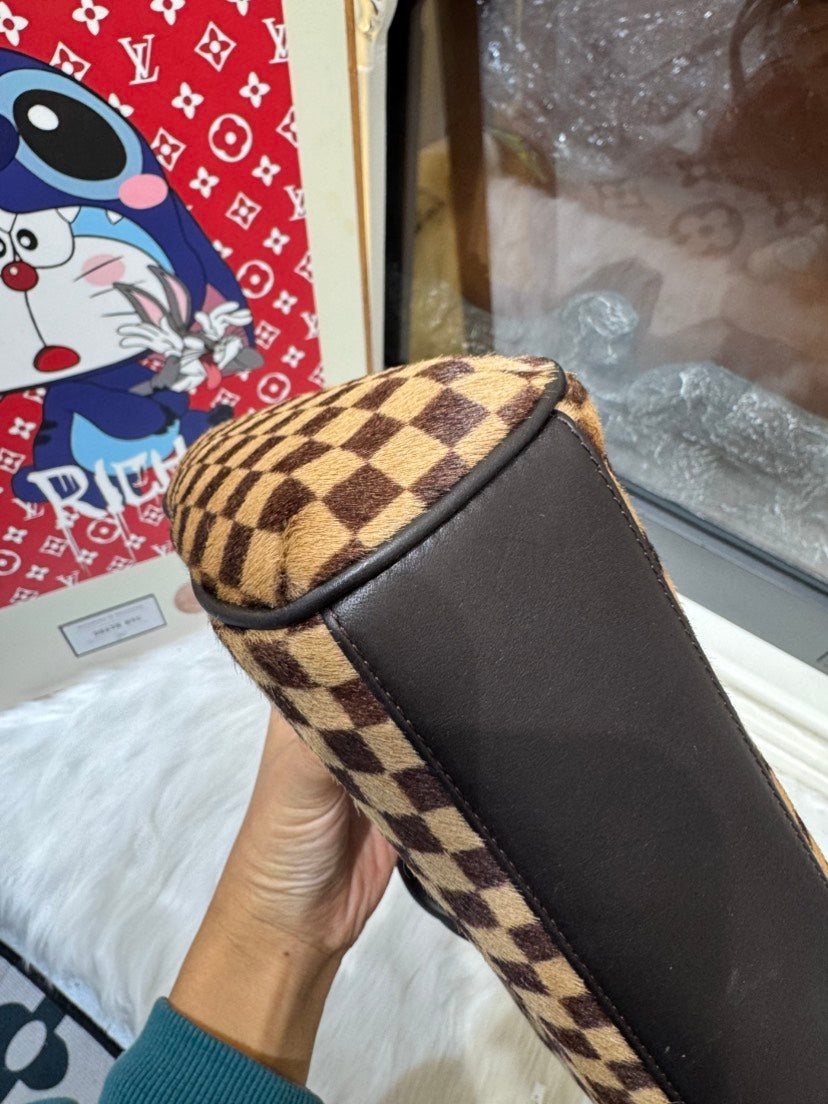 Louis Vuitton Damier Horse Hair Handle Bag Brown