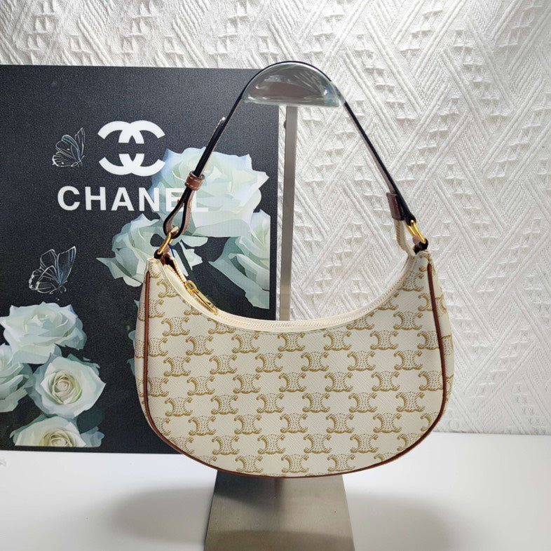 Celine Ava White Canvas Shoulder Bag