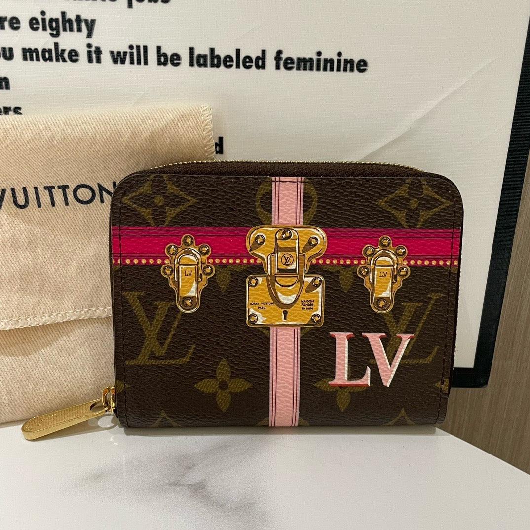 Louis Vuitton Trunk Monogram Canvas Wallet Brown Pink